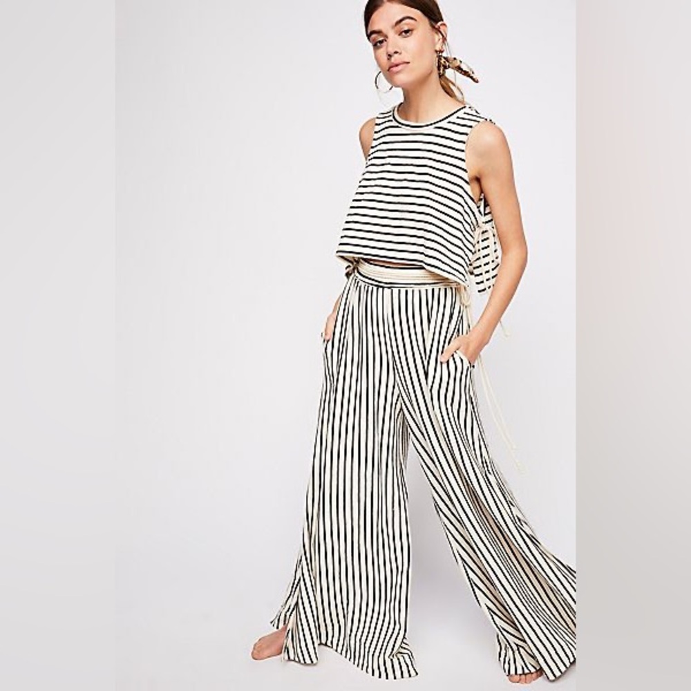 FREE PEOPLE BEACH Sunnydaze striped pants coord set XS